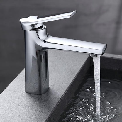 Bathroom Water Faucet Single Handle Faucet for Bathroom Sink 1 Hole Hot and Cold Chrome