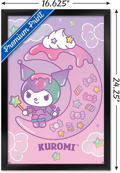 Trends International Hello Kitty and Friends: 24 Dreamland - Kuromi Wall Poster, 22.4L x 14.7W, Black Framed Version