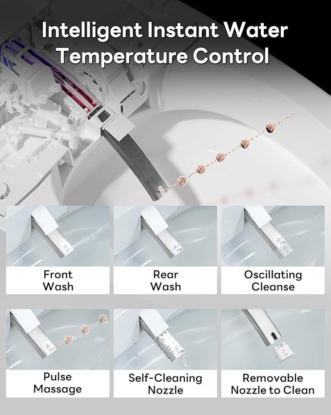 CANEST Smart Toilet, Smart Toilet with Bidet Built in, ADA Comfort Height, Intelligent Temp Control, Foot Sensor Operation, Warm Water, Heated Seat, Air Dryer, Digital Display (TC-100GE)
