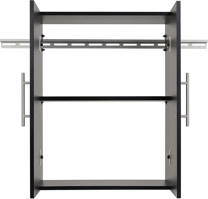 Prepac HangUps 24” Wall Mount Storage Cabinet, Ideal Bathroom, Laundry, Kitchen, Office, Garage Cabinet for Organization and Extra Storage, Attaches to Wall Mounted Rail, 24”W x 30”H, 12”D, Black