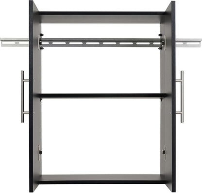 Prepac HangUps 24” Wall Mount Storage Cabinet, Ideal Bathroom, Laundry, Kitchen, Office, Garage Cabinet for Organization and Extra Storage, Attaches to Wall Mounted Rail, 24”W x 30”H, 12”D, Black