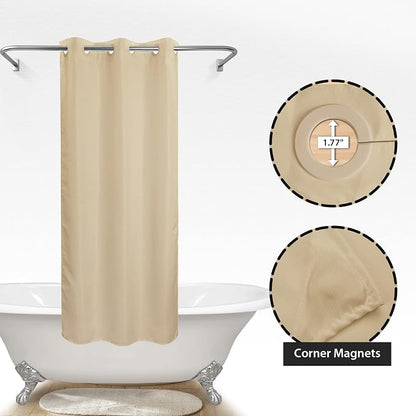 River Dream No Hook Stall Shower Curtain or Liner Microfiber Beige, 36x74 | Waterproof Small Fabric Shower Curtain Set for Narrow Stall, Bottom Magnets, Soft & Machine Washable, 36W x 74H