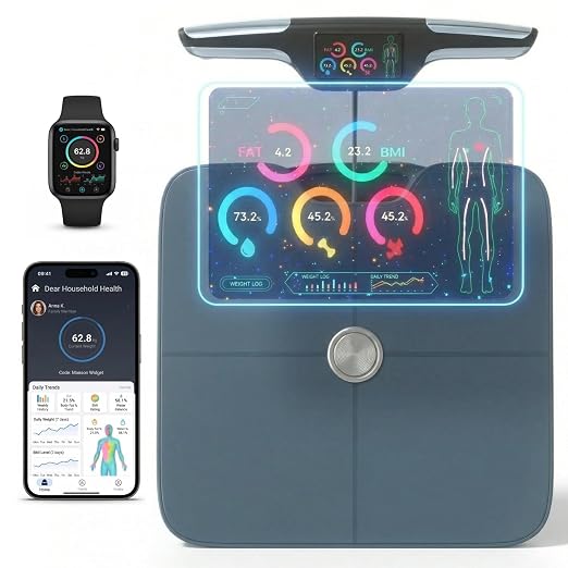 Premium Smart Digital Body Weight Scale - 8 Electrodes – 56+Metrics -Rechargeable- WiFi & Bluetooth - Full Body Analysis -Track Body Fat, Muscle Mass, Fat Percentage, Sleek Design