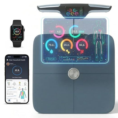 Premium Smart Digital Body Weight Scale - 8 Electrodes – 56+Metrics -Rechargeable- WiFi & Bluetooth - Full Body Analysis -Track Body Fat, Muscle Mass, Fat Percentage, Sleek Design