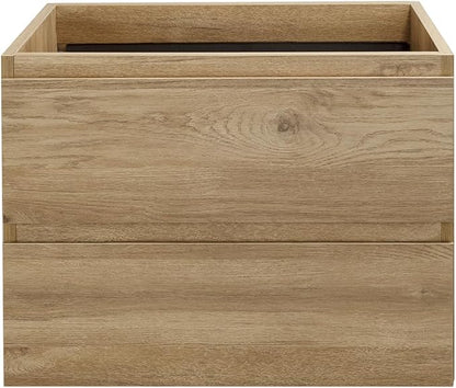 Wall-Mounted Bathroom Vanity with 2 Soft-Close Drawers – Moisture-Resistant MDF, Space-Saving Design for Modern Bathrooms (Nature Without Sink, 24)