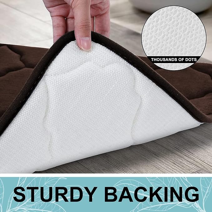 OLANLY Memory Foam Bath Mat Rug 59x20, Ultra Soft and Absorbent Bathroom Rugs, Non-Slip, Comfortable, Machine Washable Bath Carpet for Bathroom Floor, Tub, Shower and Home Decor Accessories, Brown