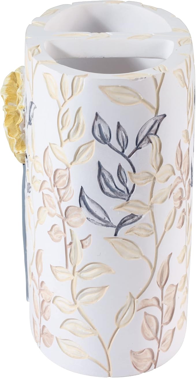 Avanti Linens - Toothbrush Holder, 100% Hand-Painted Resin Bathroom Accessories, Floral Home Decor (Marielle)