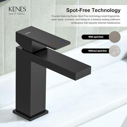 Matte Black Single Handle Bathroom Faucet 1 Hole, Black Vanity Faucet | Bathroom Sink Faucet with Pop Up Drain & Supply Lines, Lead-Free cUPC & NSF Certified, 1 Handle Faucet for Vanity RV Restroom