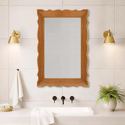 Besdomus Farmhouse Wood Framed Mirror: 30" x 20" Wood Bathroom Wall Mirror - Vertical or Horizontal Hanging for Bathroom/Vanity/Entryway - Ideal for Country Style Lovers