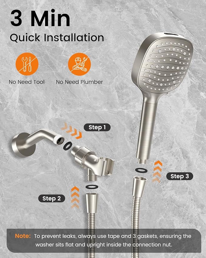 Filtered Shower Head with Handheld, High Pressure 7 Mode Handheld Shower Head with Hose and Filters for Hard Water, Built-in Power Wash to Clean Tub, Remove Chlorine - Reduce Dry Itchy Skin