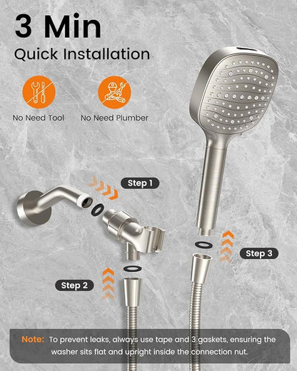Filtered Shower Head with Handheld, High Pressure 7 Mode Handheld Shower Head with Hose and Filters for Hard Water, Built-in Power Wash to Clean Tub, Remove Chlorine - Reduce Dry Itchy Skin