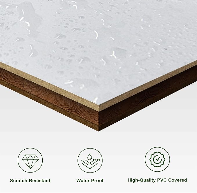 SMARTSTANDARD 40in x 84in Sliding Barn Door with 7FT Hardware Track,3 Panel | Waterproof PVC Surface, Pre-Drilled Holes Easy to Assemble, White, Solid, MDF