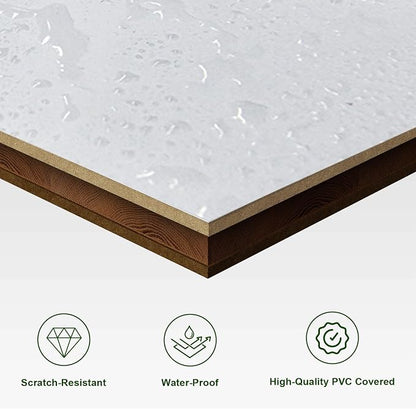 SMARTSTANDARD 36in x 84in Sliding Barn Door with 6.6FT HardwareTrack,3Panel | Waterproof PVC Surface, Pre-Drilled Holes Easy to Assemble, White, Solid, MDF