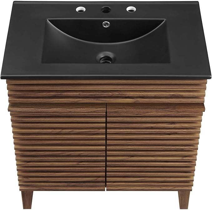 Modway Render 30" Bathroom Vanity with Sink in Walnut Black