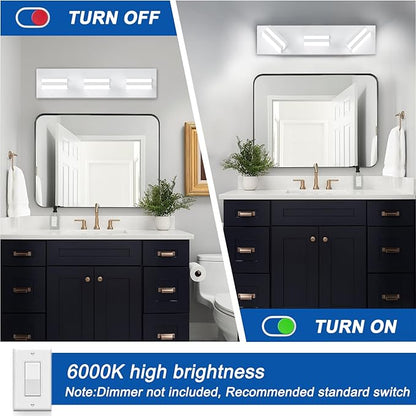 IZORRO LED Modern Bathroom Lights Fixtures(8-Light,Dimmable),Matte White Acrylic Wall Lighting,Vanity Lights for Bathroom Over Mirror - 6000k 16In （No Assembly Required）
