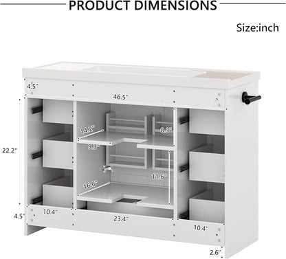 Bellemave 48" Bathroom Vanity with Sink, Bathroom vanities, Grey Bathroom Vanity with Drawers, Sink Cabinet, White, 48"