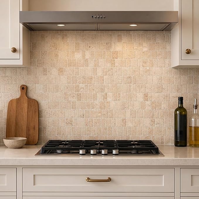 2×3 Inch Piano Travertine Marble Mosaic Tile for Wall Floor, 5 Sheets | Water & Heat Resistant Honed Marble Backsplash Tiles for Kitchen Bathroom Fireplace Surround Durable Unique Veins 4.5SQFT