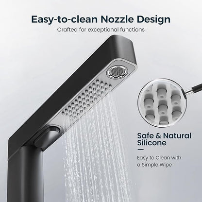 Kitchen Faucet with Pull Down Sprayer,Stainless Steel Waterfall Single Handle Kitchen Faucet with 360° Swivel Sprayer and EPDM Inlet Hose,Matte Grey
