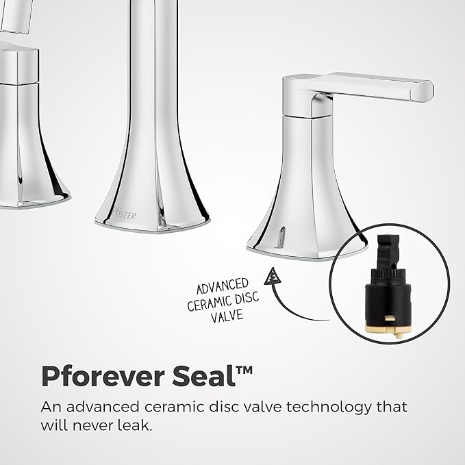 Pfister Vaneri Bathroom Sink Faucet, 8-Inch Widespread, 2-Handle, 3-Hole, NSF Certified, Polished Chrome Finish, LF049VRICC