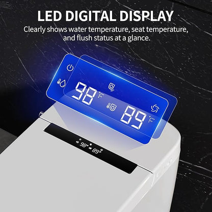 DeerValley Smart Toilet with Bidet Built in - Powerful Auto Flush, Auto Open/Close Lid, Heated Seat & Instant Warm Water Bidet, LED Display, Deodorization, 12" Rough-In, DV-1S0159-V3