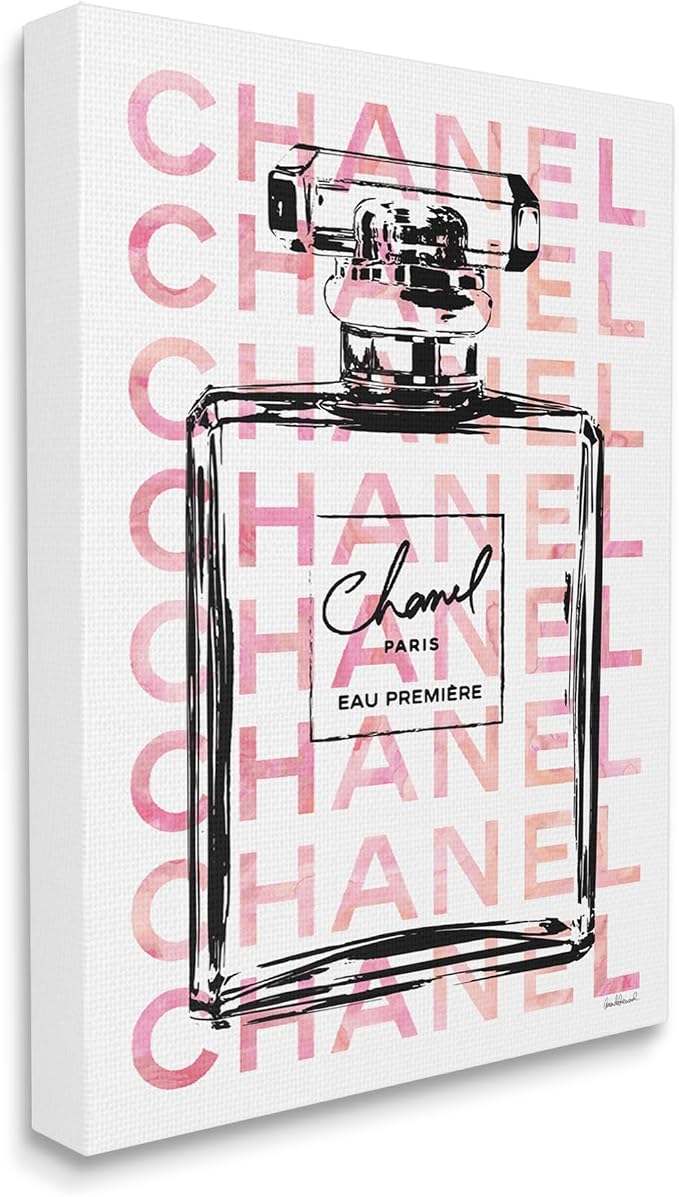 Stupell Industries Glam Perfume Bottle With Words Pink Black Stretched Canvas Wall Art, Proudly Made in USA | Stupell Industries | 16 x 20 Inches, Easy to Hang and Sturdy, Made in USA, by Amanda Greenwood