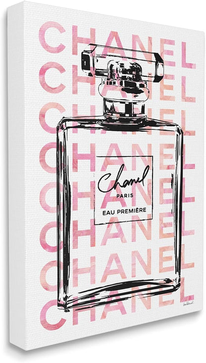Stupell Industries Glam Perfume Bottle With Words Pink Black Stretched Canvas Wall Art, Proudly Made in USA | Stupell Industries | 16 x 20 Inches, Easy to Hang and Sturdy, Made in USA, by Amanda Greenwood