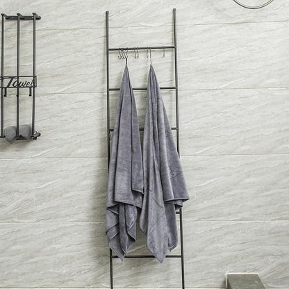JML Bath Towels with Hanging Loop, White, 30" x 60", 6 Pack | Microfiber, Large,Soft, Absorbent, Quick-drying for Hair Wrap, Sauna, Dorm, Yoga