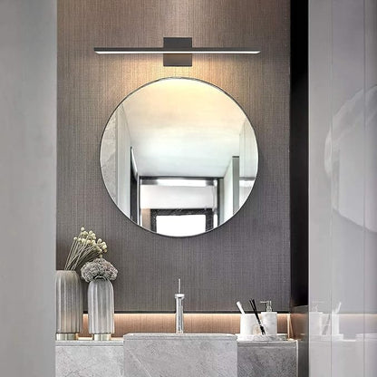 JUSHENG Modern Black Bathroom Vanity Light Fixtures 24" Inch Long Industrial Aluminum LED Bath Wall Light Lamps Over Mirror in Hallway Bedroom Lighting Matte Black 24W 3000K