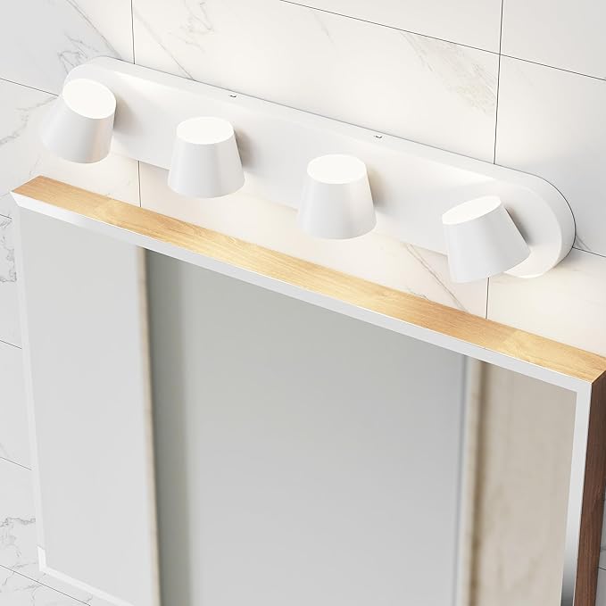 URSOLA 4 Light Bathroom Vanity Light LED White Wall Light Fixtures Up and Down Rotatable Dimmable 27 inch Bathroom Lighting