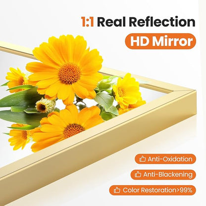 Sweetcrispy 20"x30" Arched Bathroom Mirror, Bathroom Mirrors for Over Sink | Modern Wall Mirrors Arch Decorative for Entryway, Bedroom, Vanity,Horizontal or Vertical Hanging, Gold