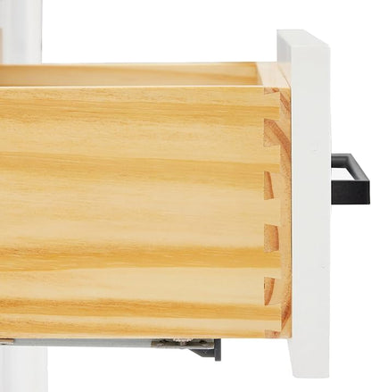 ARIEL Hepburn 60-inch Bathroom Vanity with Sink,Solid Wood, 1.5-inch Carbon Black Quartz Countertop, Double Rectangular Porcelain Sink, Soft Closing Doors, Dovetail Drawers, White