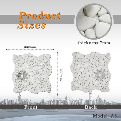 5 Sheets Marble Flowers Mosaic Wall and Floor Tiles for Bathroom and Kitchen 12.99 * 12.99 Inches 1.17 sq.ft (Stone and Gray Flower)