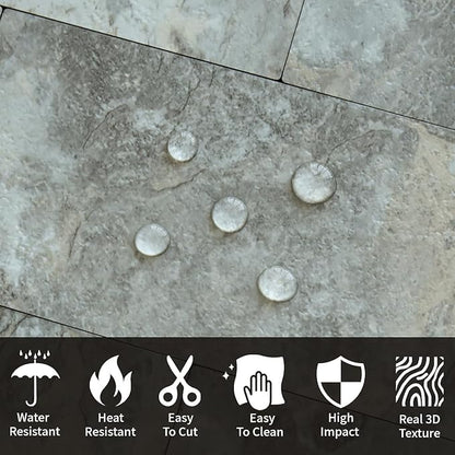 AULIGET 100-Piece Faux Stone Peel and Stick Backsplash Wall Tiles, 3" x 6" Grey & Brown Slate PVC Stick on Tile for Backsplash Kitchen, Bathroom, Laundry Room, Camper, Fireplace