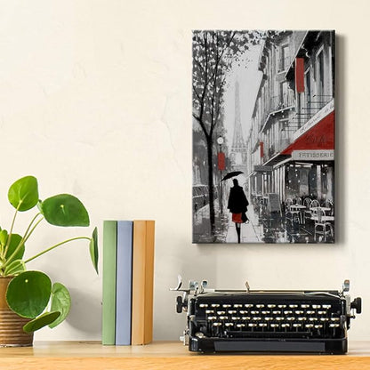 Renditions Gallery Nature Canvas Wall Art Home Paintings & Prints Misty Winter Eiffel View Romantic Modern Canvas Artwork Decorations for Bedroom Office Kitchen Wall Hanging - 18"x27" LT02