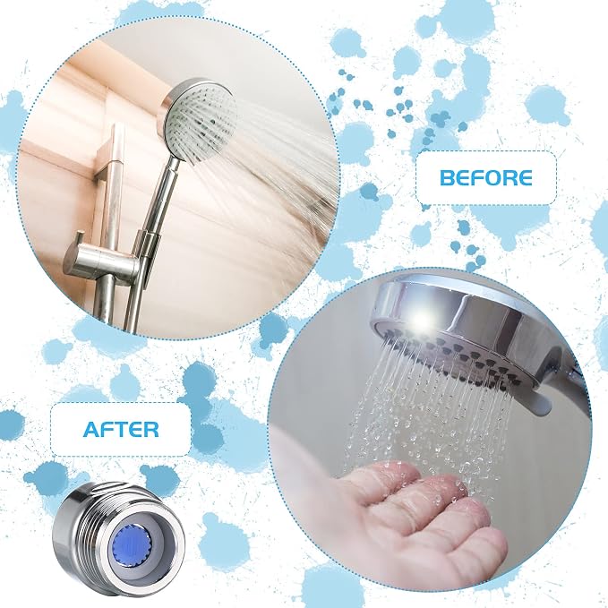 Honoson 8 Set Shower Flow Reducer Limiter Set 1/2 Inch Flow Restrictor Control Valve for Fixed Handheld and Shower Head 1.2/1.5/1.8/2/ 2.2/2.5 Gpm