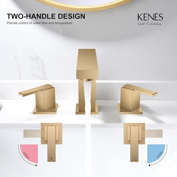 Champagne Bronze Widespread Bathroom Faucet 3 Hole Vanity Faucet | Bathroom Sink Faucet with Pop Up Drain & Supply Lines, Lead-Free cUPC & NSF Certified, 8 Inch Faucet for Vanity Restroom Sink