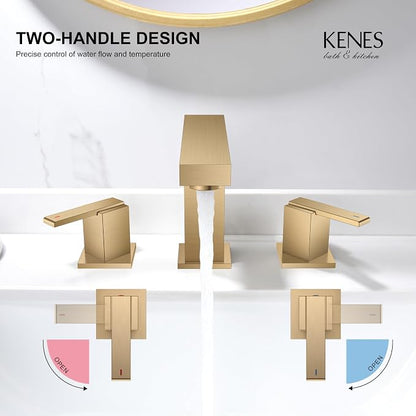 Champagne Bronze Widespread Bathroom Faucet 3 Hole Vanity Faucet | Bathroom Sink Faucet with Pop Up Drain & Supply Lines, Lead-Free cUPC & NSF Certified, 8 Inch Faucet for Vanity Restroom Sink