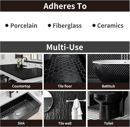 Black Tub Tile Spray Paint High Gloss Spray Paint Waterproof Black Bathtub Tile Refinishing Kit for Tiles Ceramic Porcelain Fiberglass Resurfacing Bathroom Walls Bathtubs Sinks Countertops Toilet
