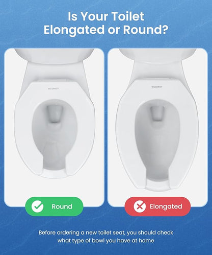 WSSROGY Commercial Round Plastics White Toilet Seat Front Open, Heavy-Duty up to 550lbs,Grip-Tight Bumpers, Quick-Attach Hardware for Easy Clean