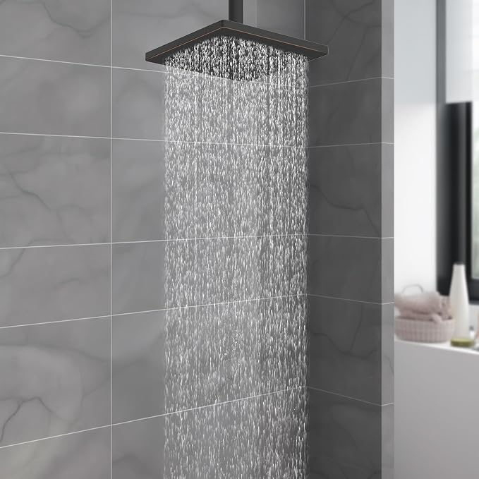 Hibbent cUPC Certified Thick Metal 6'' Rain Shower Head, Oil Rubbed Bronze | High Pressure Shower Head, Bathroom Waterfall Shower Heads, High Flow Fixed Showerheads with Adjustable Brass Ball Joint