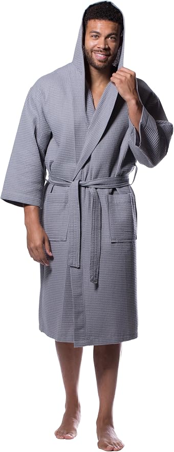 Turquaz Womens Lightweight Waffle Kimono Bathrobe for Men - Soft Quick-Dry Spa & Summer Towel Robe, Cotton Blend