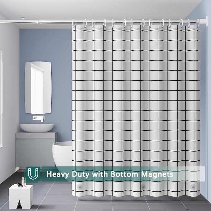 Shower Curtain Liner, 100% Waterproof Peva Shower Curtains with 3 Duty Heavy Bottom Magnets and 12 Rust Proof Grommets, 72x72 Weighted Shower Liner for Shower Stall, Bathtubs