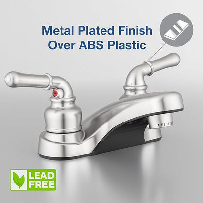 Pacific Bay Lynden Bathroom Sink Faucet - Metallic Plating Over Lightweight ABS Plastic (Brushed Satin Nickel) - 2 Pack