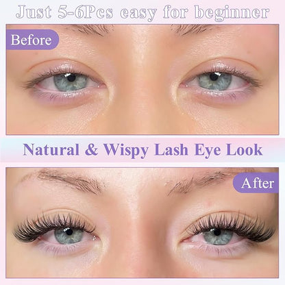 Wispy Lash Clusters Kit Natural Eyelash Clusters Extensions Kit 144pcs Individual Lashes DIY Lash Extension Kit with 10-16mm Lashes Clusters, Lash Bond and Seal,Lash Tweezers by Wtvane