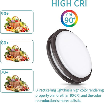 Bilrect Flush Mount Ceiling Light, 10 inch Ceiling Light Fixture Dimmable,18W [160W Equiv] 1600lm, 3000K/4000K/5000K Bedroom Ceiling Lights for Kitchen, Hallway, Bathroom, Offices