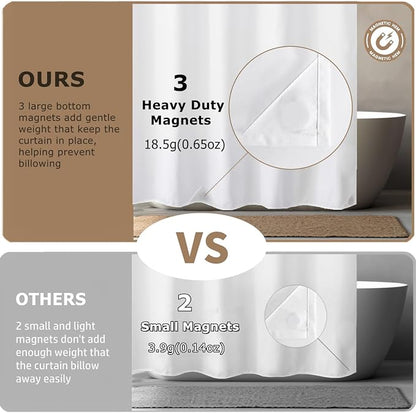 Felisa 2 Pack Waterproof Fabric Shower Curtain Liner,Hotel Quality Shower Liner with 3 Large Magnets, Odorless Cloth Washable Lightweight Bathroom Curtain,Sturdy Rustproof Grommets,72 x 72,White
