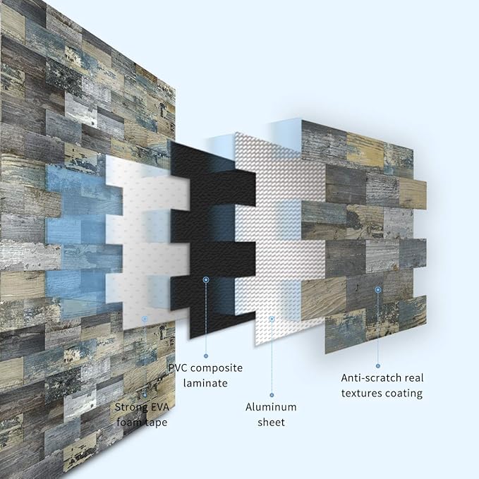 Art3d 5-Sheet (Pack of 5) Wall Panel Rustic Wood, Rustic Baywood