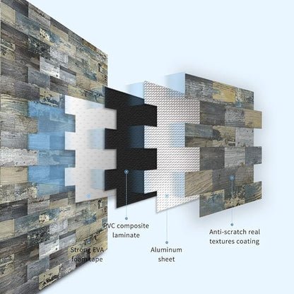 Art3d 5-Sheet (Pack of 5) Wall Panel Rustic Wood, Rustic Baywood
