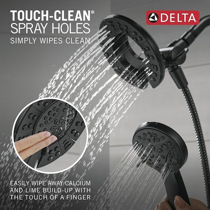 Delta Faucet Albion 14 Series Single-Handle Shower Faucet, Black Shower Trim Kit with 4-Setting In2ition 2-in-1 Dual Hand Held Shower Head with Hose, Matte Black T142855-BL-I (Valve Not Included)