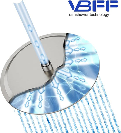 VBFF-Shower Head,rain shower head, 16 inch- Round Shower Head, 1.8 GPM Flow Rate, rainfall showerhead,VBFF14 (Brushed Nickel)